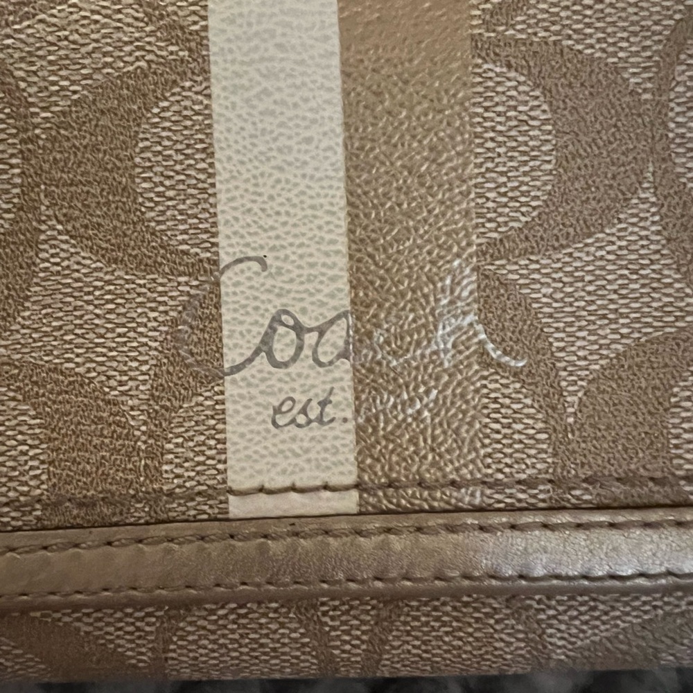 Coach Tan & Gold Canvas & Leather Trim Signature Wallet. - Picture 3 of 16